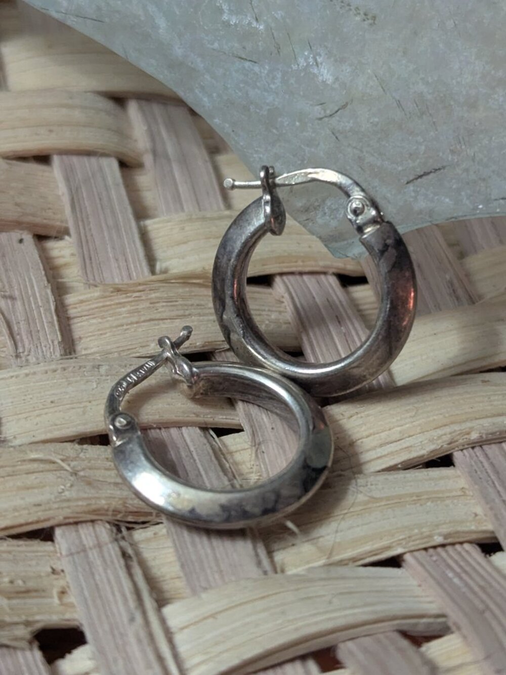 0.75”, vintage Italian sterling silver 925 bold hoops circle handmade earrings
